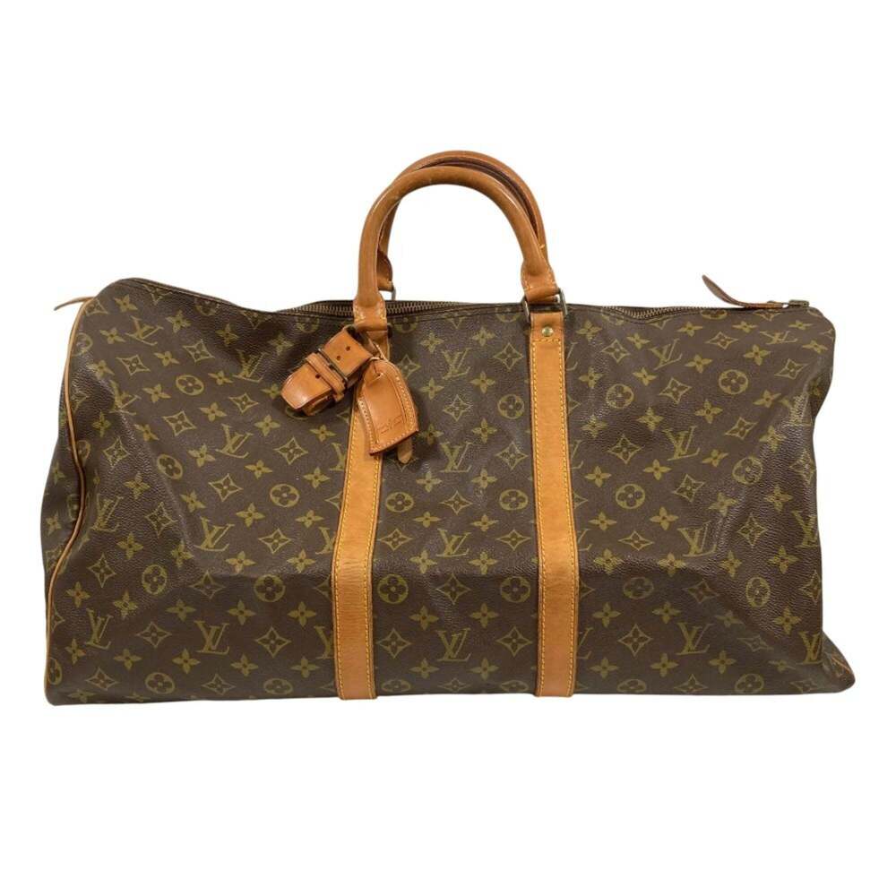 LOUIS VUITTON Authentic Brown Monogram Keepall 55 Boston Bag